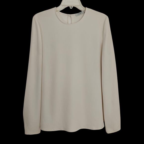 MM Lafleur Carrie Top Blouse Size Medium Alabaster Textured Long Sleeves - Picture 1 of 10